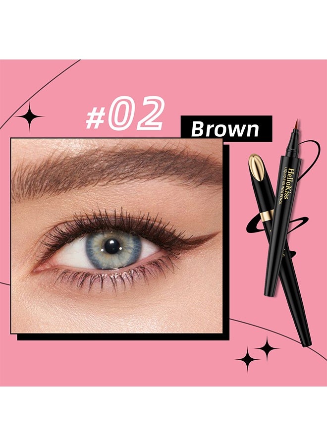 هيلوكيس قلم كحل سائل، كحل عيون سائل مقاوم للماء، طويل الأمد، مضاد للتلطخ، فائق النعومة، قلم كحل، صيغة نباتية، رأس دقيق للغاية 02#بني - Image 2